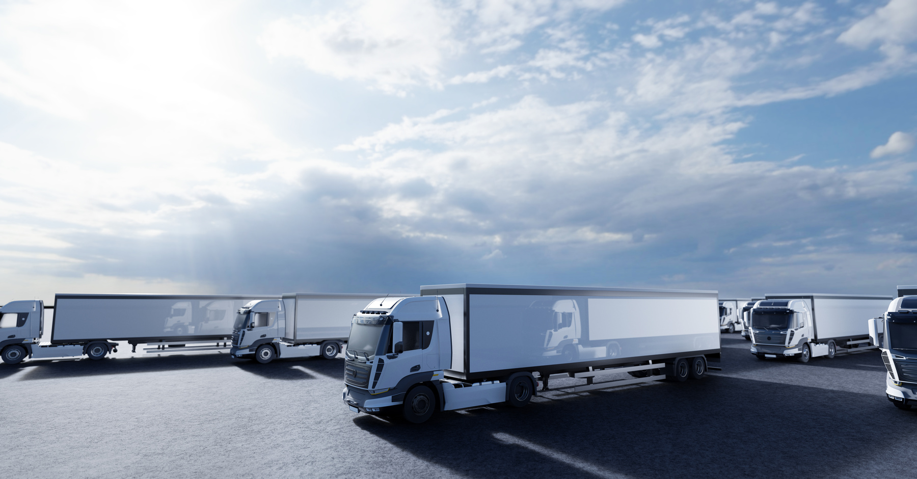 Fleet of Heavy Trucks for Logistics and Shipping Industry
